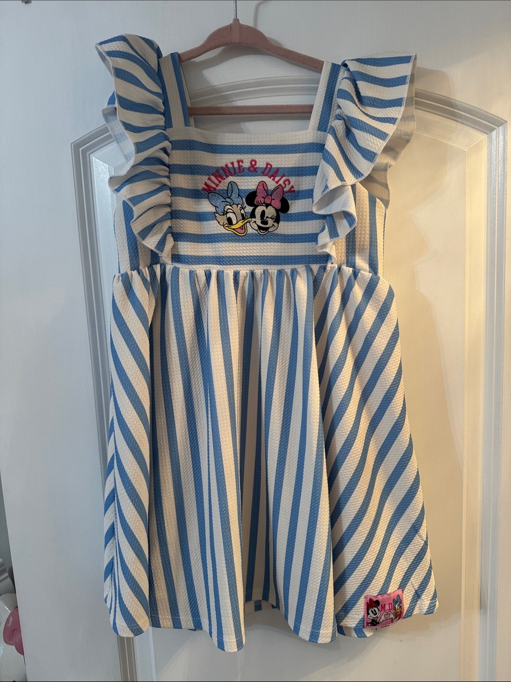 Disney Blue and White Striped Minnie & Daisy Ruffle Sundress